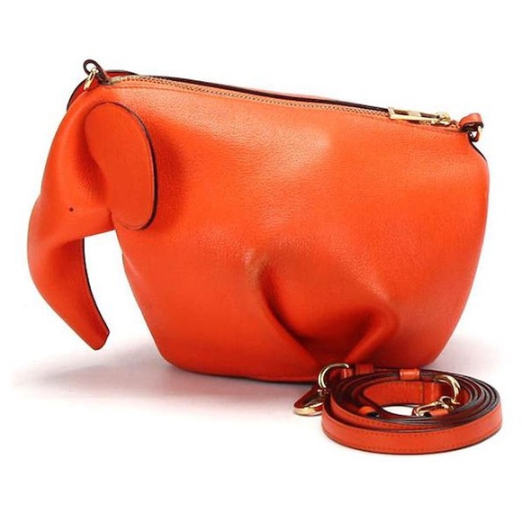 Mini Elephant Calfskin / Leather Crossbody Shoulder Bag in VIVID ORANGE - Picture 3 of 14